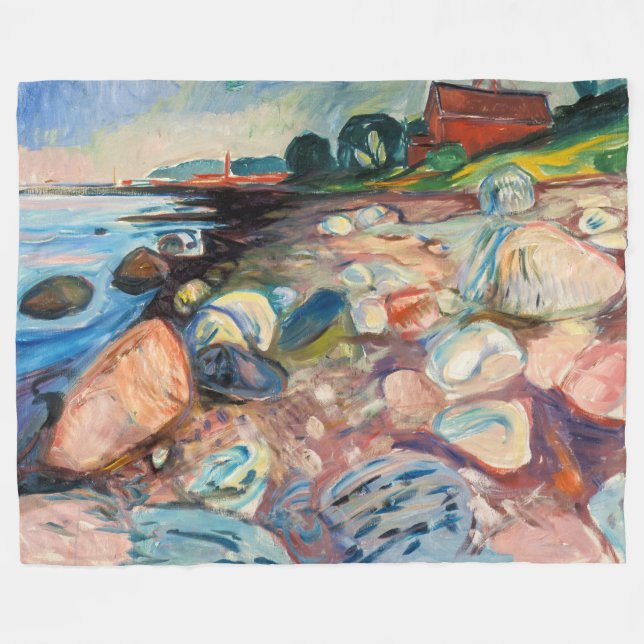 Edvard Munch - Shore with Red House Fleecefilt (Framsidan (Horisontell))