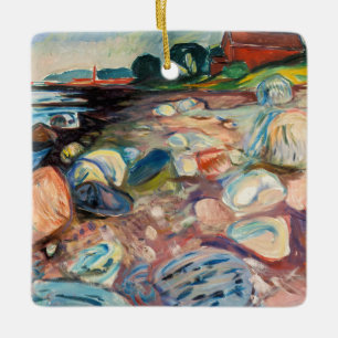 Edvard Munch - Shore with Red House Julgransprydnad Keramik