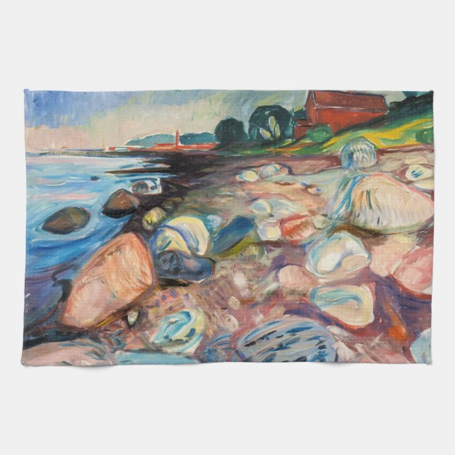 Edvard Munch - Shore with Red House Kökshandduk (Horisontell)