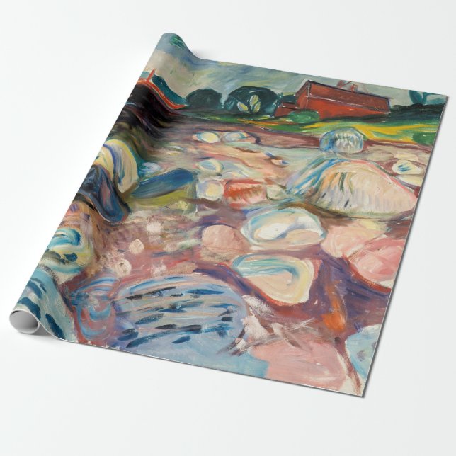Edvard Munch - Shore with Red House Presentpapper (Utrullad)