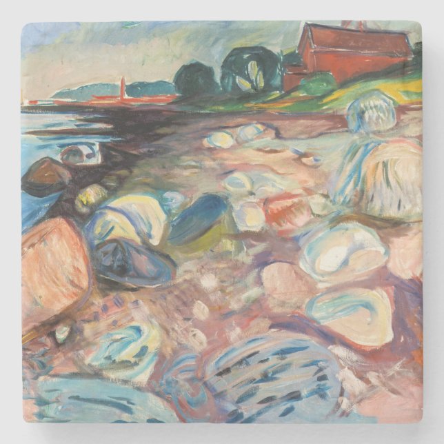 Edvard Munch - Shore with Red House Stenunderlägg (Framsidan)