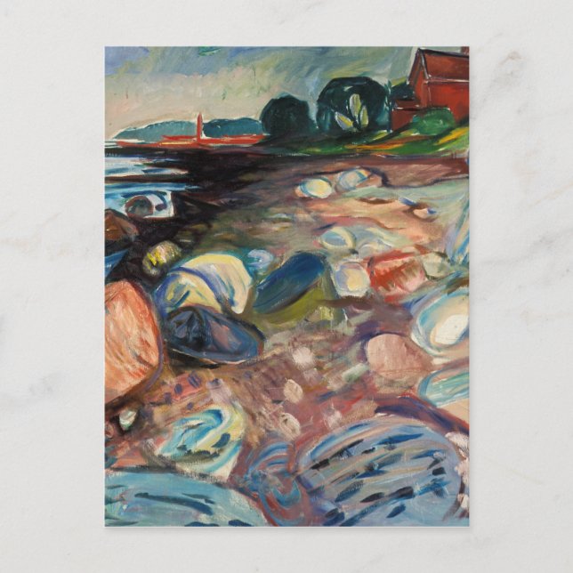 Edvard Munch - Shore with Red House Vykort (Framsida)