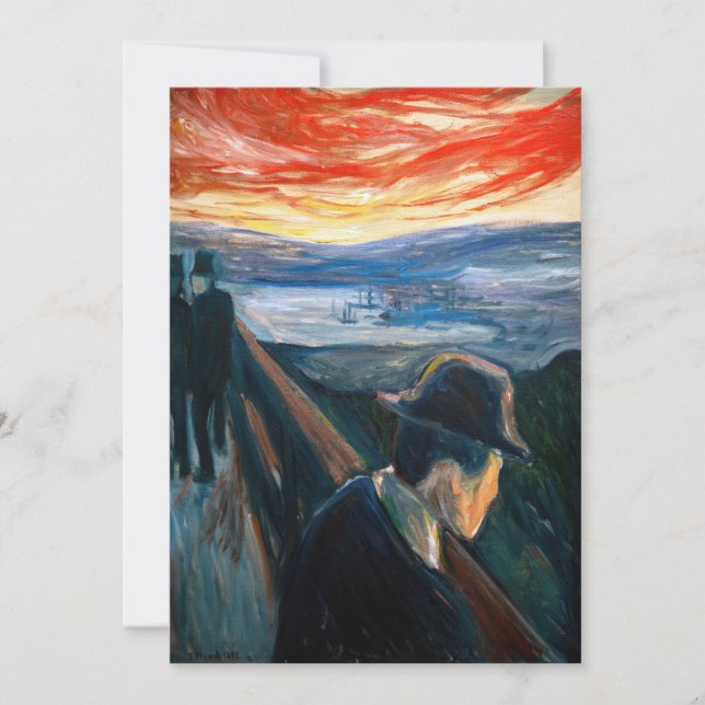 Edvard Munch - Sjukdom Mood vid Sunset, Despair 18 Inbjudningar (Framsida)