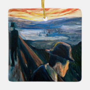 Edvard Munch - Sjukdom Mood vid Sunset, Despair 18 Julgransprydnad Keramik