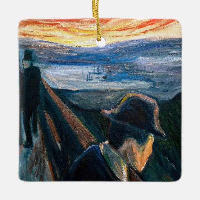Edvard Munch - Sjukdom Mood vid Sunset, Despair 18 Julgransprydnad Keramik (Framsida)
