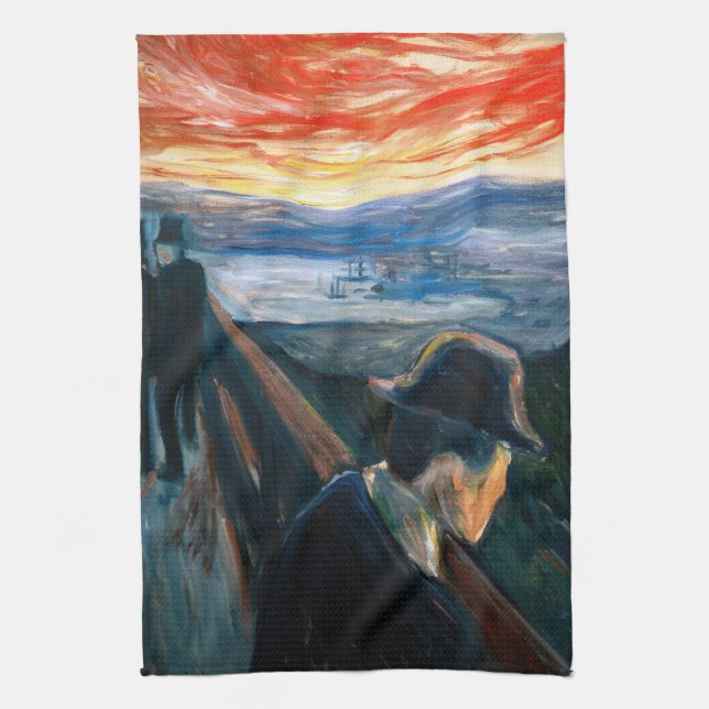 Edvard Munch - Sjukdom Mood vid Sunset, Despair 18 Kökshandduk (Vertikal)