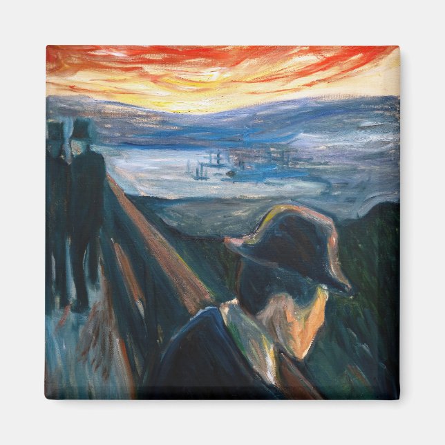 Edvard Munch - Sjukdom Mood vid Sunset, Despair 18 Magnet (Framsidan)