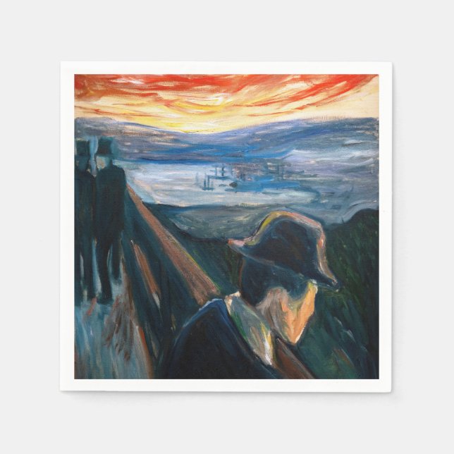 Edvard Munch - Sjukdom Mood vid Sunset, Despair 18 Pappersservett (Framsidan)