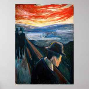 Edvard Munch - Sjukdom Mood vid Sunset, Despair 18 Poster