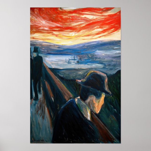 Edvard Munch - Sjukdom Mood vid Sunset, Despair 18 Poster (Framsidan)