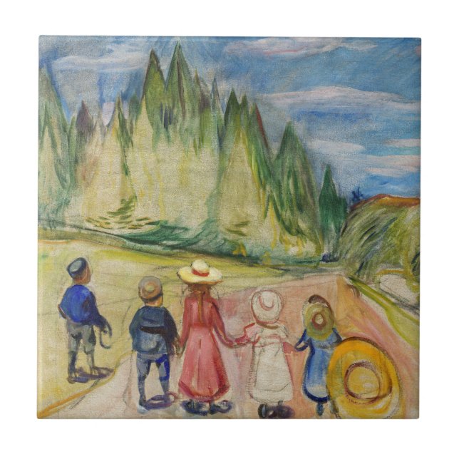 Edvard Munch - skogen Fairytale Kakelplatta (Framsidan)