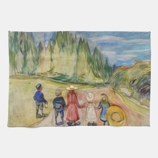 Edvard Munch - skogen Fairytale Kökshandduk (Horisontell)