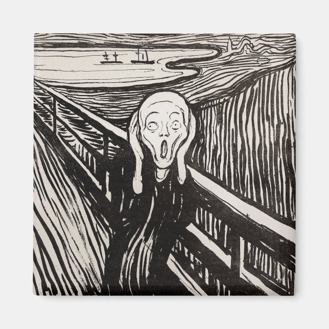 Edvard Munch, Skräm Lithograph Print Berömd Magnet (Framsidan)