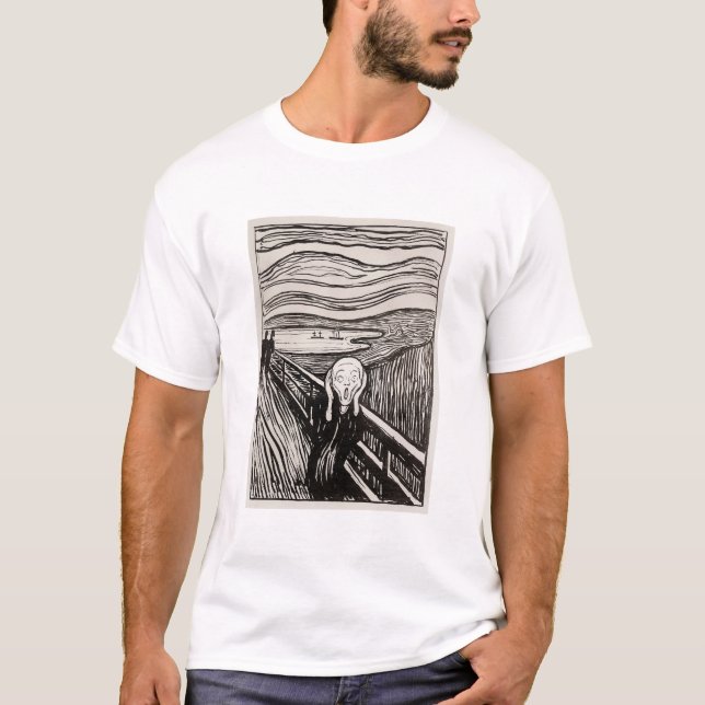 Edvard Munch, Skräm Lithograph Print Berömd T Shirt (Framsida)