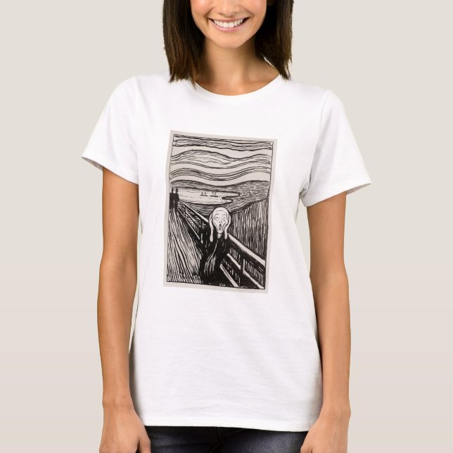 Edvard Munch, Skräm Lithograph Print Berömd T Shirt (Framsida)