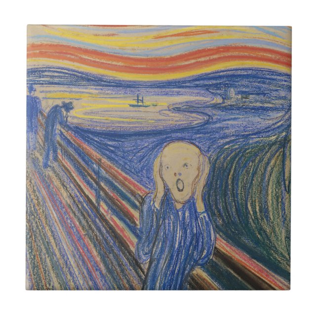 Edvard Munch Skriet 1895 Pastell Konsttryck Kakelplatta (Framsidan)