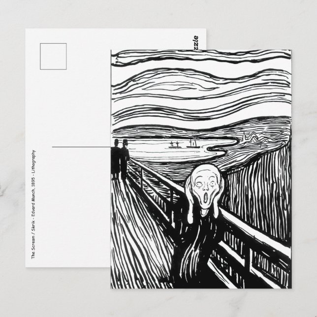 Edvard Munch - Skriet Litografi Vykort (Fram/baksida)