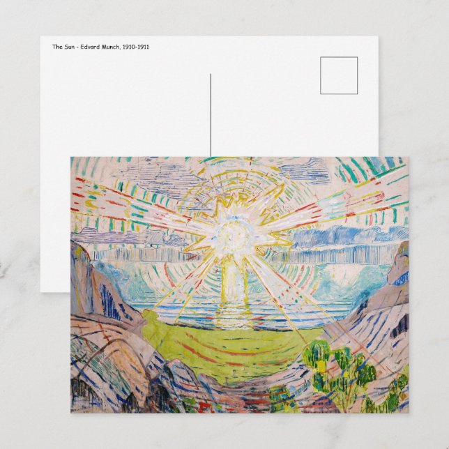 Edvard Munch - Sol 1910 Vykort (Fram/baksida)