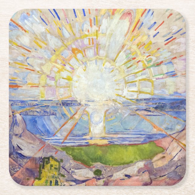 Edvard Munch - Sol 1911 Underlägg Papper Kvadrat (Framsidan)