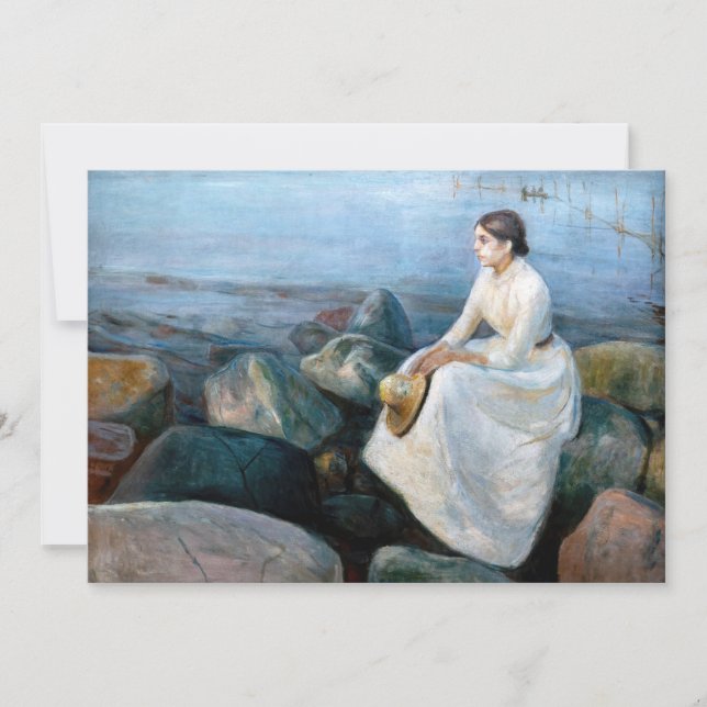 Edvard Munch - Sommarnatt, Inger på stranden Inbjudningar (Framsida)