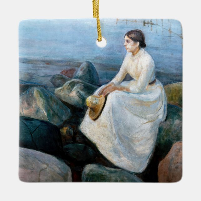 Edvard Munch - Sommarnatt, Inger på stranden Julgransprydnad Keramik (Framsida)