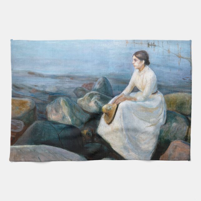Edvard Munch - Sommarnatt, Inger på stranden Kökshandduk (Horisontell)