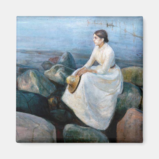 Edvard Munch - Sommarnatt, Inger på stranden Magnet (Framsidan)