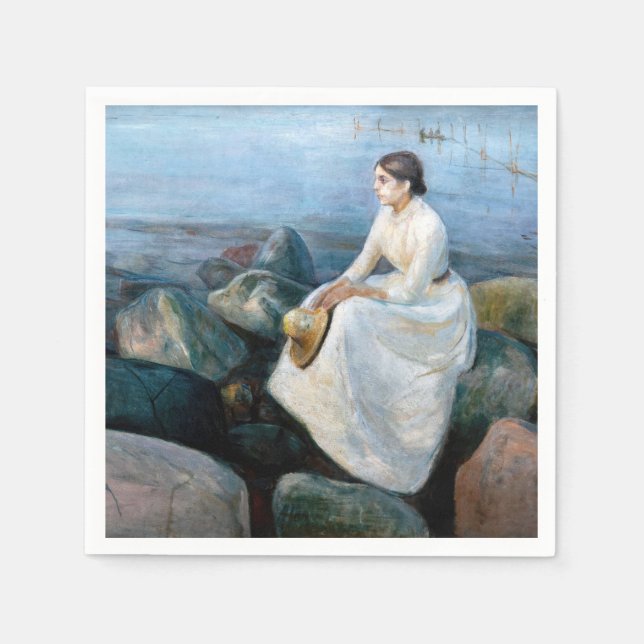 Edvard Munch - Sommarnatt, Inger på stranden Pappersservett (Framsidan)