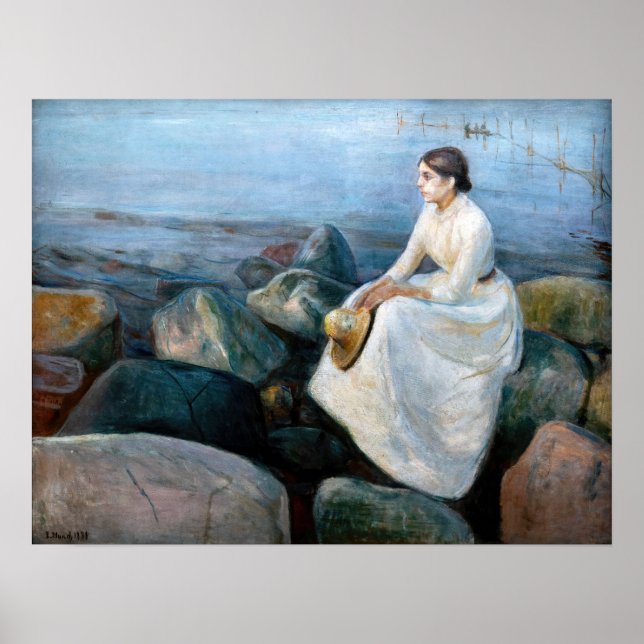 Edvard Munch - Sommarnatt, Inger på stranden Poster (Framsidan)