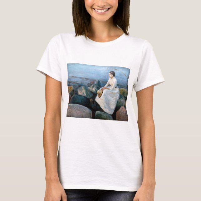 Edvard Munch - Sommarnatt, Inger på stranden T Shirt (Framsida)