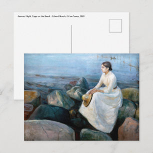 Edvard Munch - Sommarnatt, Inger på stranden Vykort