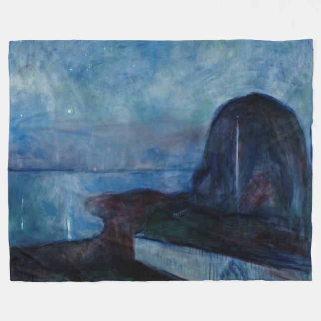 Edvard Munch - Starry Natt 1893 Fleecefilt (Framsidan (Horisontell))