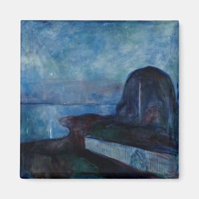 Edvard Munch - Starry Natt 1893 Magnet (Framsidan)