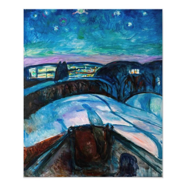 Edvard Munch - Starry Natt 1922 Fototryck (Framsidan)