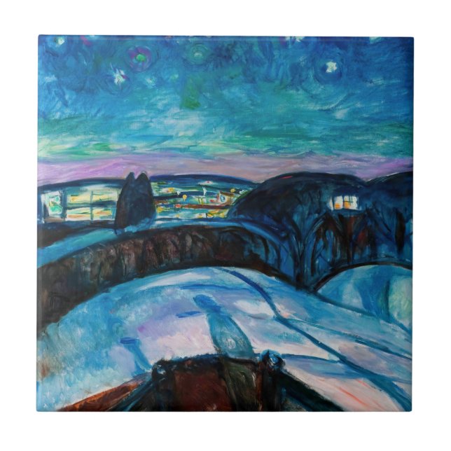 Edvard Munch - Starry Natt 1922 Kakelplatta (Framsidan)