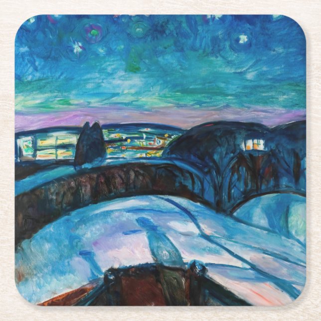 Edvard Munch - Starry Natt 1922 Underlägg Papper Kvadrat (Framsidan)