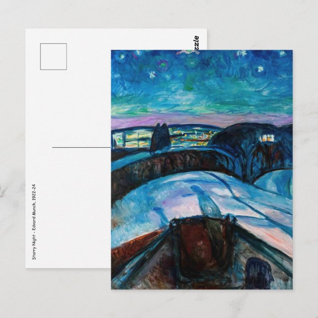 Edvard Munch - Starry Natt 1922 Vykort (Fram/baksida)