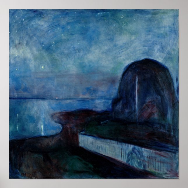 Edvard Munch - Stjärnkväll 1893 Poster (Framsidan)