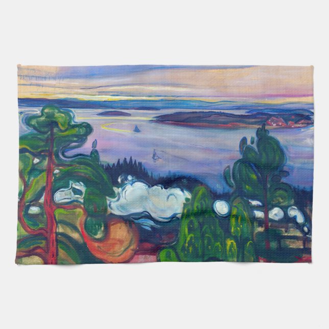 Edvard Munch - Tåg Smoke Kökshandduk (Horisontell)