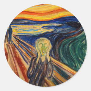 Edvard Munch - The Skräm 1910 Runt Klistermärke
