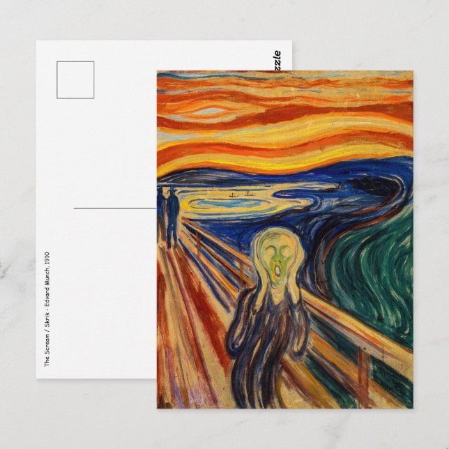 Edvard Munch - The Skräm 1910 Vykort (Fram/baksida)