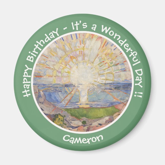 Edvard Munch the Sol (Solen) - Poster för soluppgå Magnet (Framsidan)