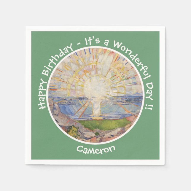 Edvard Munch the Sol (Solen) - Poster för soluppgå Pappersservett (Framsidan)