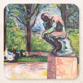 Edvard Munch - "Thinker by Rodin" Underlägg Papper Kvadrat