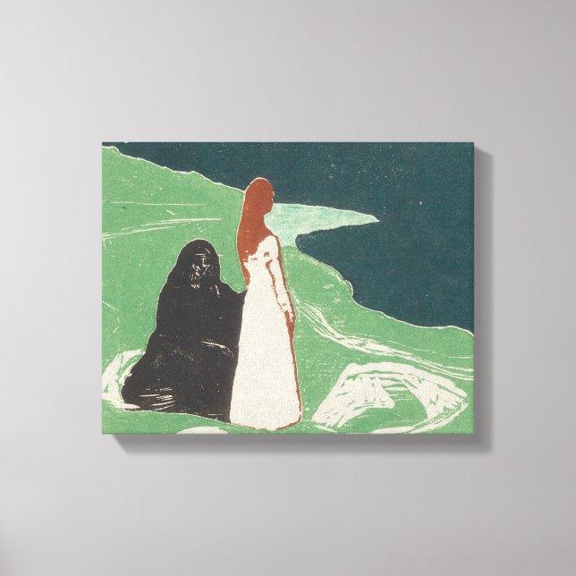 Edvard Munch - Två kvinnor i kusten Canvastryck (Framsida)