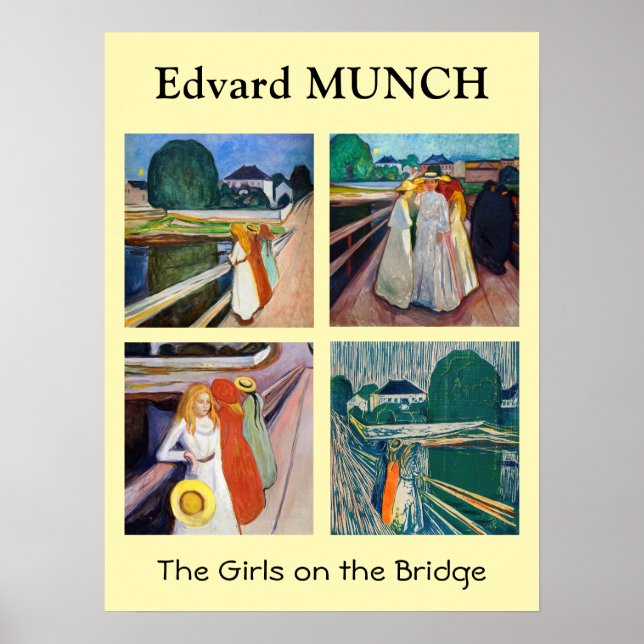 Edvard Munch - Urval av Flickorna på bron Poster (Framsidan)