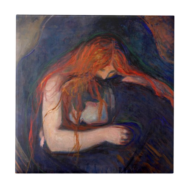 Edvard Munch - Vampire / Kärlek och Pain Kakelplatta (Framsidan)