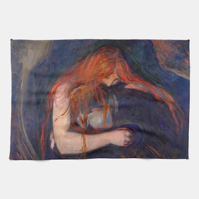 Edvard Munch - Vampire / Kärlek och Pain Kökshandduk (Horisontell)
