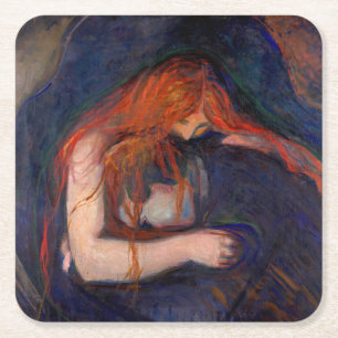 Edvard Munch - Vampire / Kärlek och Pain Underlägg Papper Kvadrat