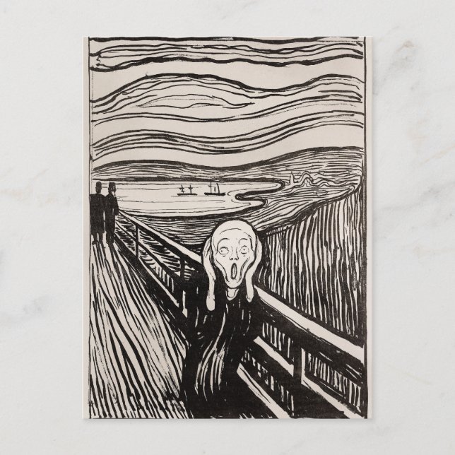 Edvard Munch Woodcut Art (1895) Vykort (Framsida)